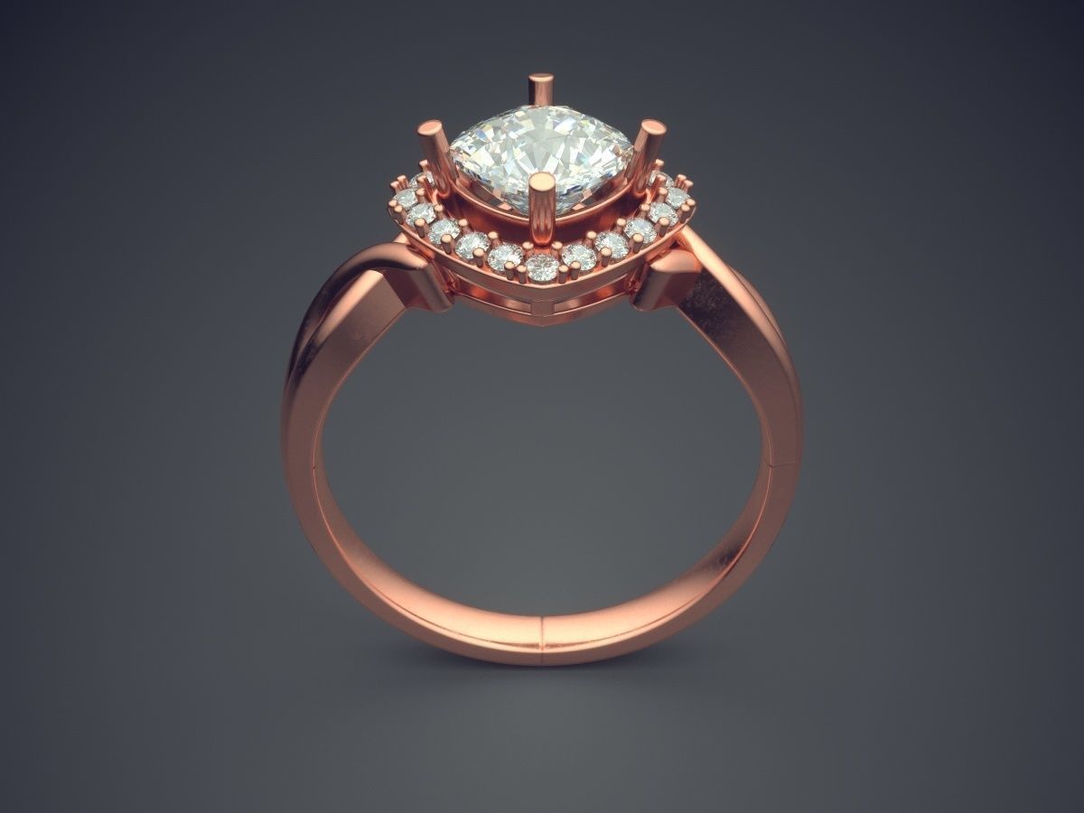 Elegant Dainty Golden Engagement Ring 3D print model_2