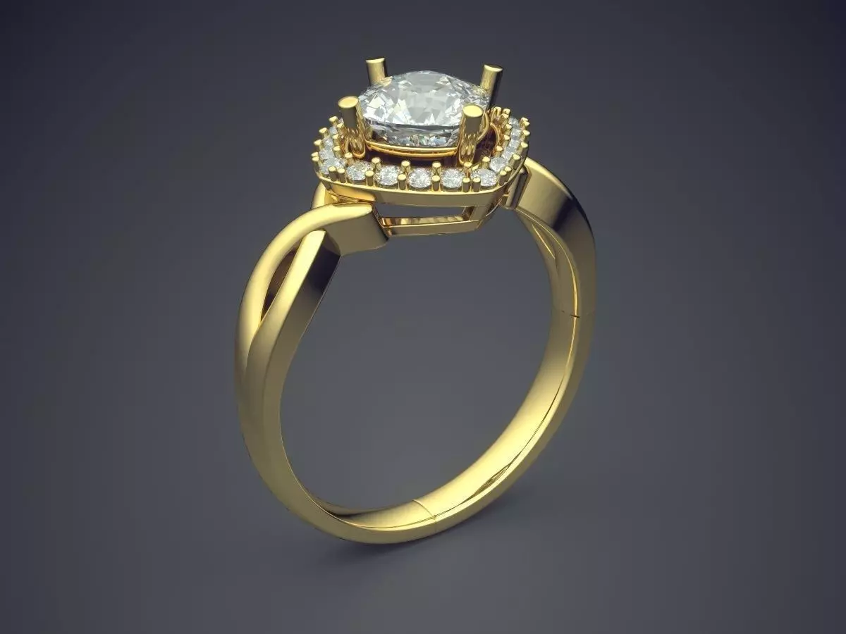 Elegant Dainty Golden Engagement Ring 3D print model_0