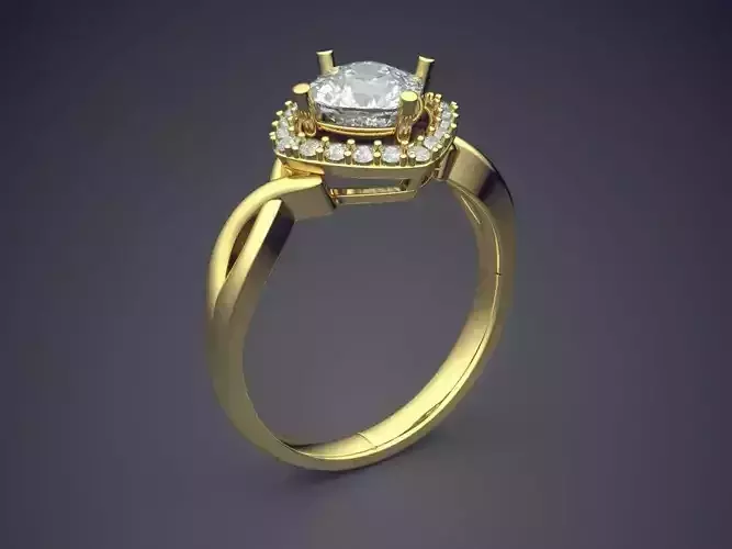 Elegant Dainty Golden Engagement Ring