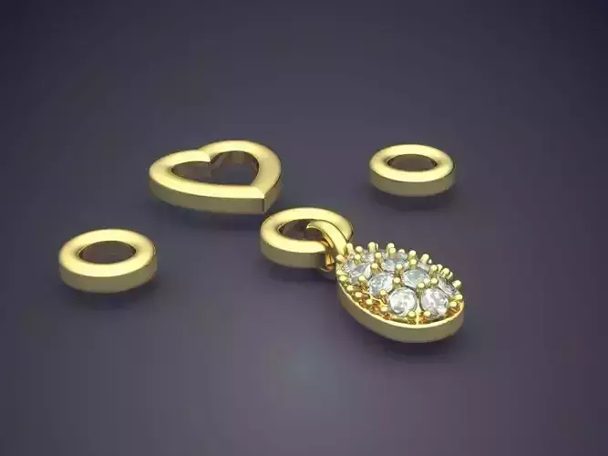 Raindrop and Heart Shaped Unique Design Diamond Pendant