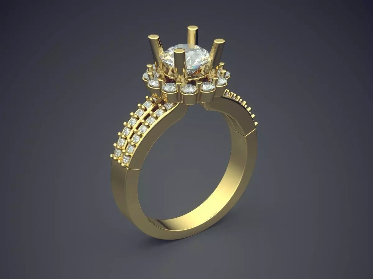 Engagement Ring With Diamonds 1958 3D print model