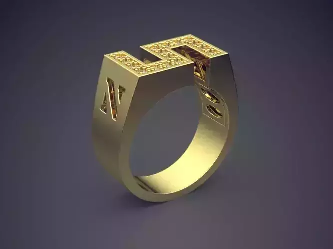 S-shaped Ring With Diamonds 1956 3D print model