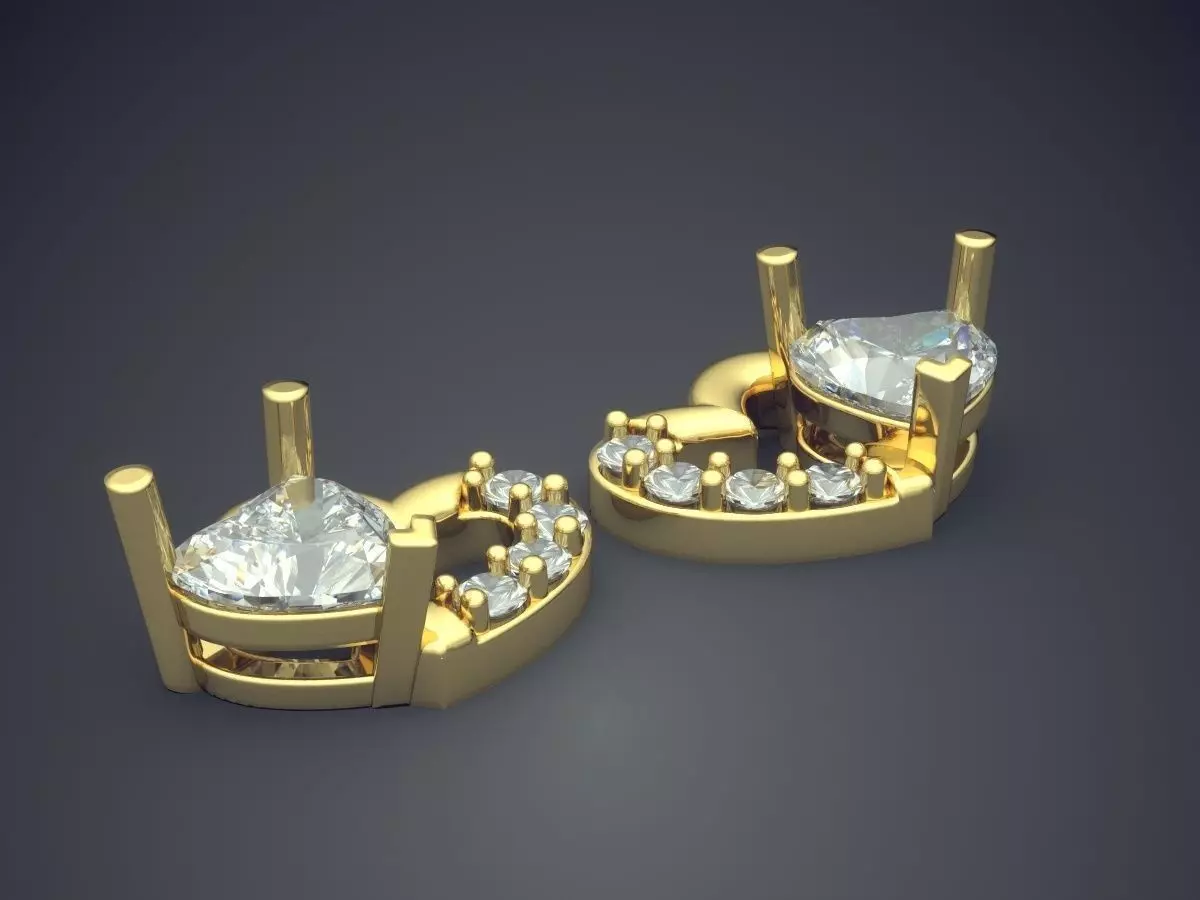 Heart Shape Earrings With Diamonds 1948 3D print model