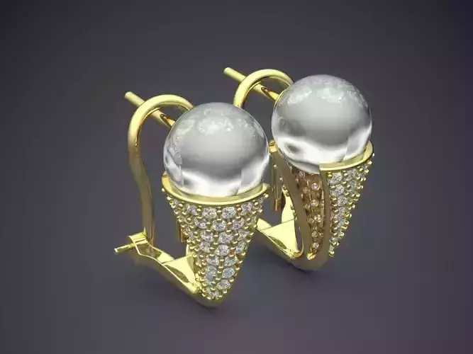 Earrings With Pearl And Diamonds 1953