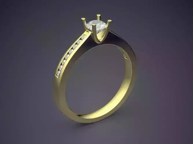 Petite Dainty Engagement Ring with Diamonds on the Rim
