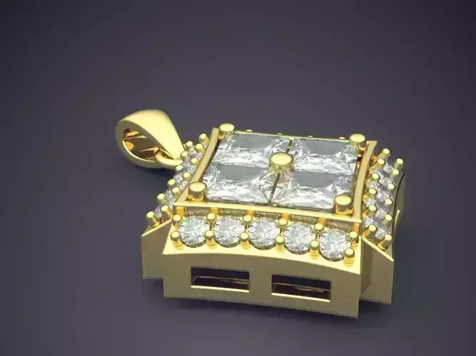 Square shaped Diamond Pendant