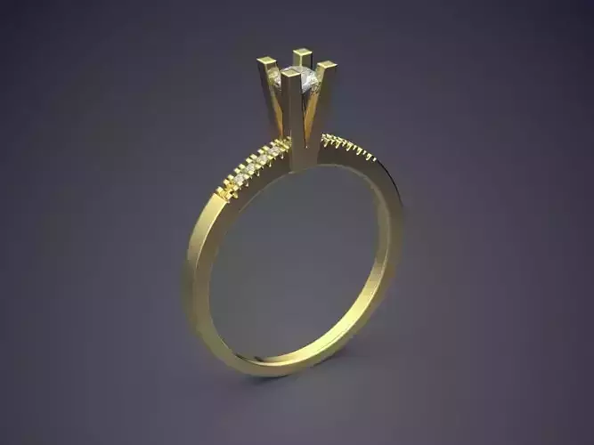 Classic Minimal Engagement Ring With Diamonds