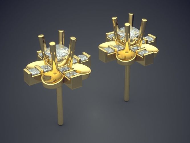 Pretty Girly Flower Earrings 3D print model