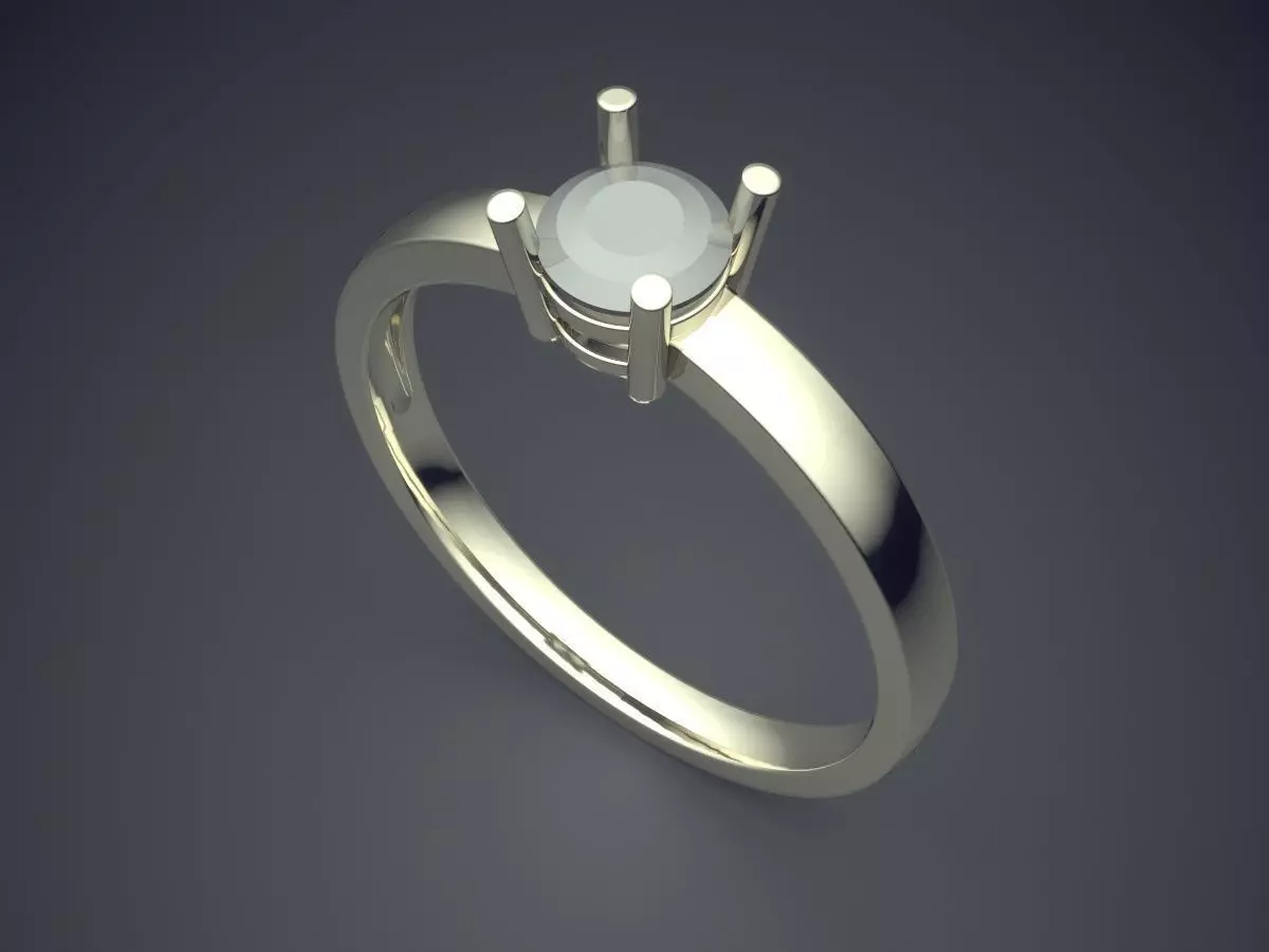 Thin Engagement Ring With Gem1922 3D print model_1