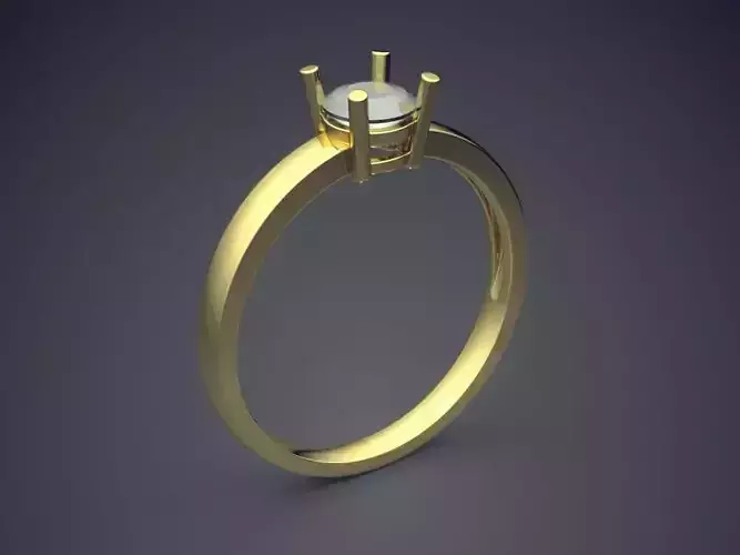 Thin Engagement Ring With Gem1922 3D print model