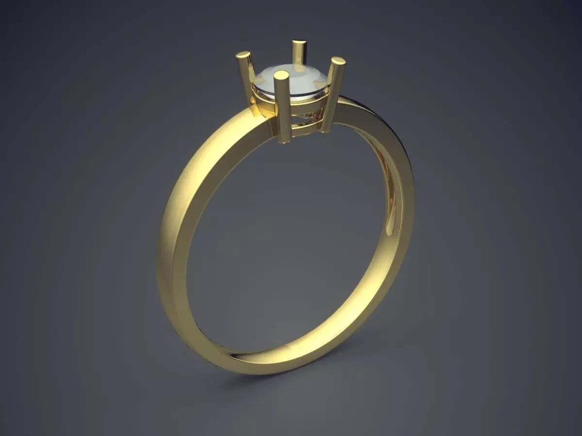 Thin Engagement Ring With Gem1922 3D print model_0