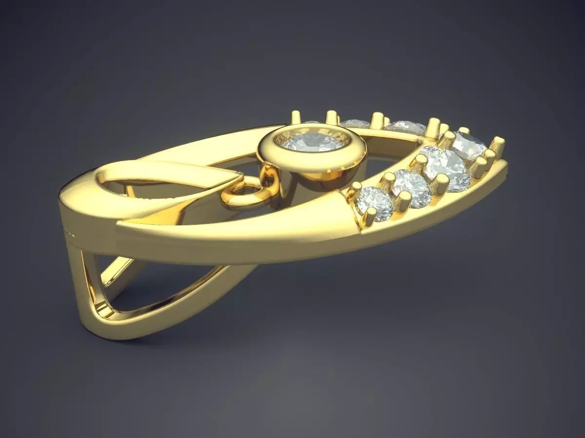 Leaf Shape Necklace With Diamonds 1914 3D print model_3