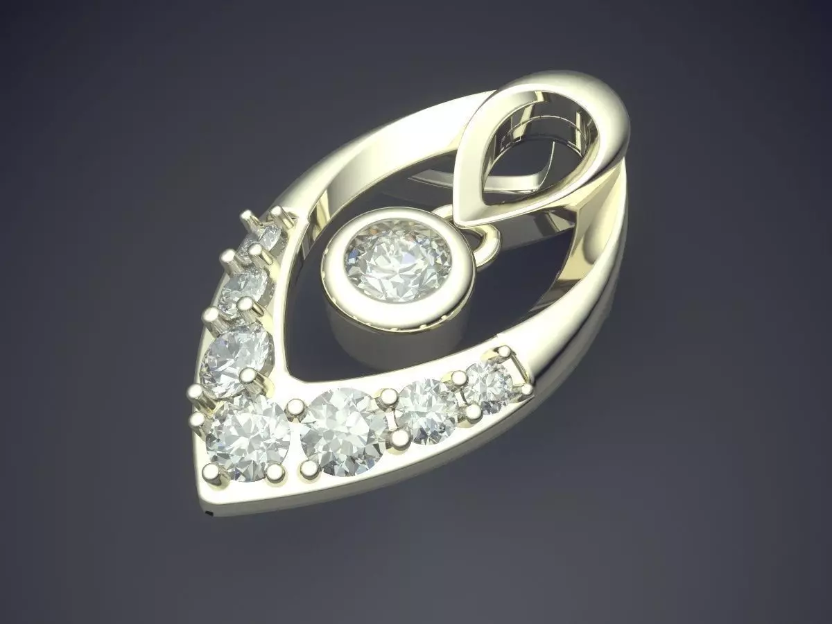 Leaf Shape Necklace With Diamonds 1914 3D print model_1