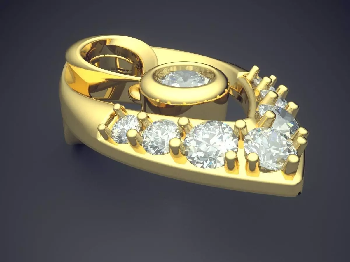 Leaf Shape Necklace With Diamonds 1914 3D print model_0