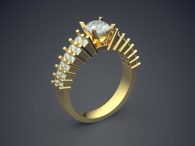 Engagement Ring With Diamonds 1913 3D print model