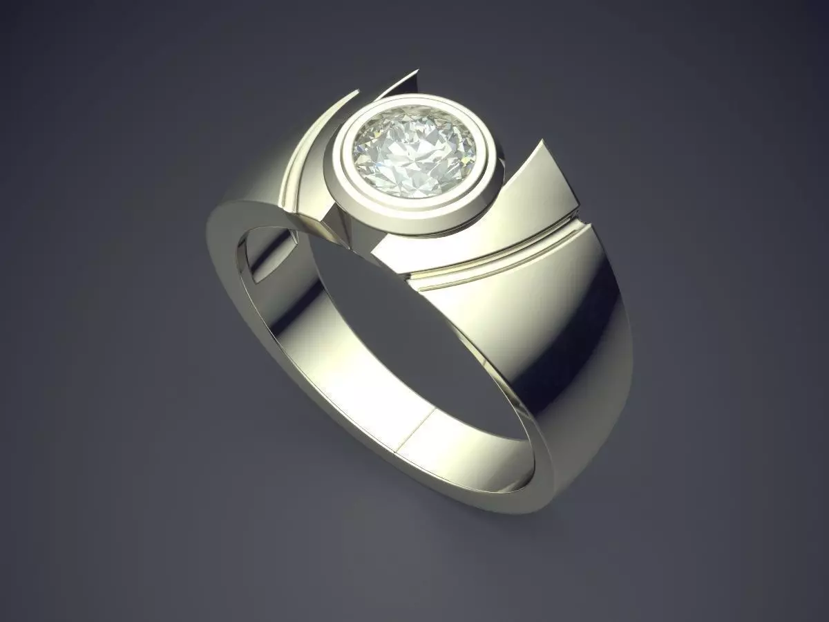 Luxurious Ring With Gem 1909 3D print model_1