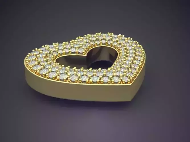 Heart Shape Pendant With Diamonds 1903 3D print model
