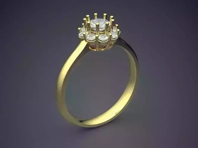 Flower-shaped Wedding Ring With Diamonds 1902 3D print model