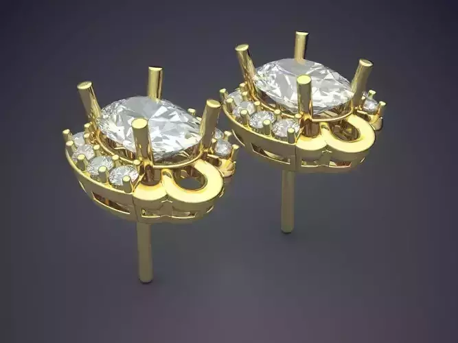 Vintage Classic Glamorous Earrings with Diamonds