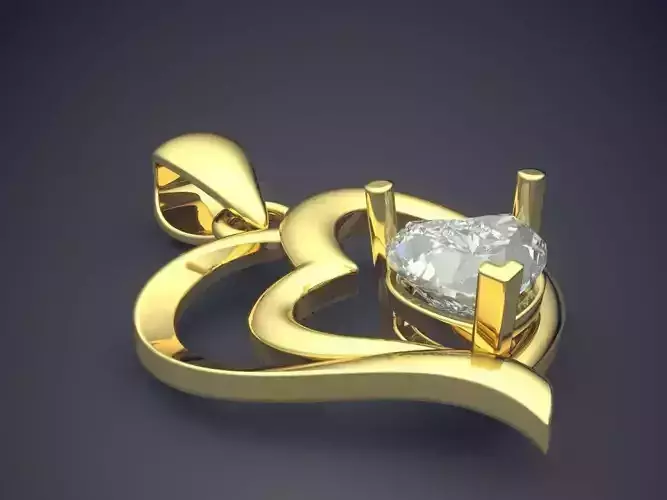 Heart-Shaped Pendant with Diamonds