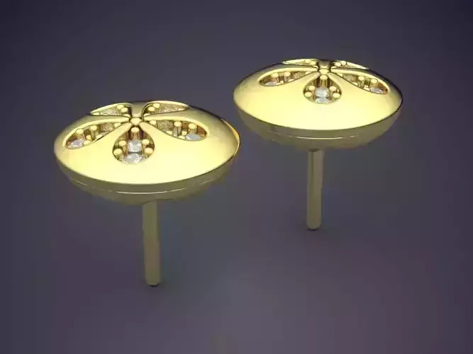 Beautiful Simple Flower Detailed Earrings with Diamonds