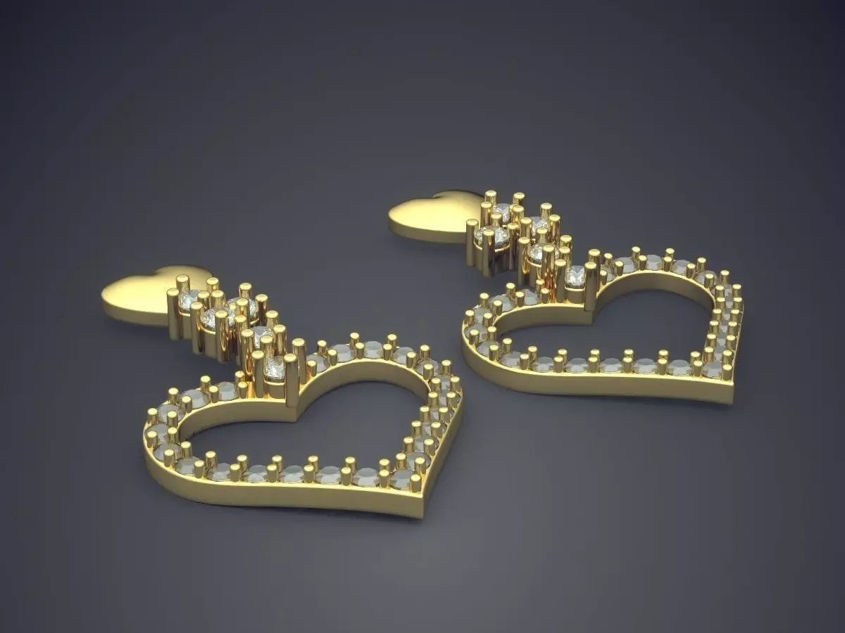 Girly Casual Heart-Shaped Earrings 3D print model