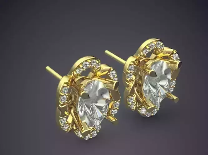 Flower Shaped Girly Earrings with Diamonds