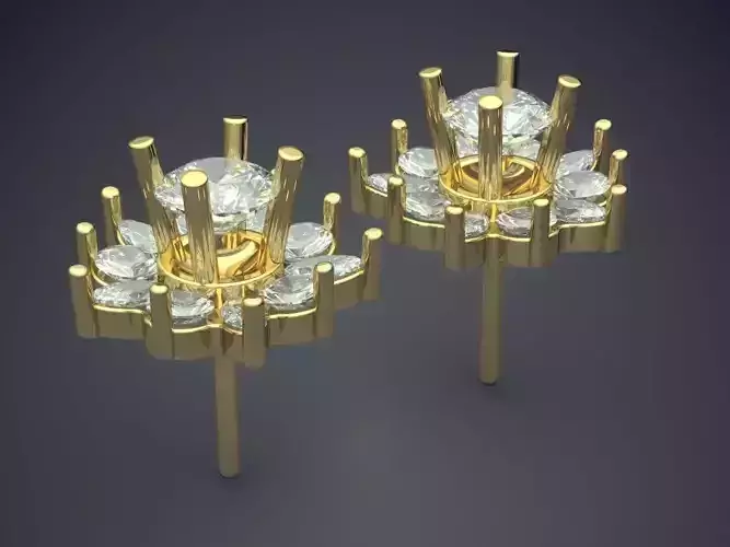 Flower Motif Earrings With Diamonds 1879