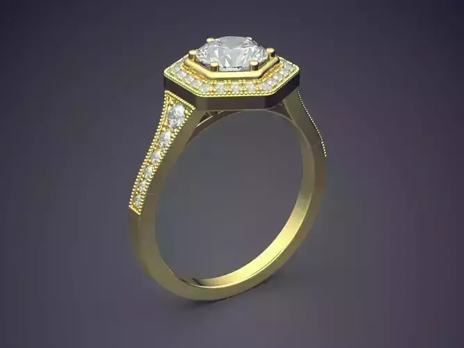 Feminine Hexagon Detailed Diamond Ring