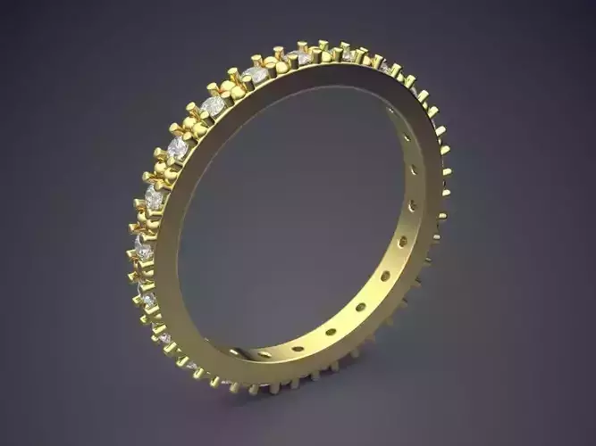 Extraordinary Golden Engagement Ring With Diamonds on the Rim