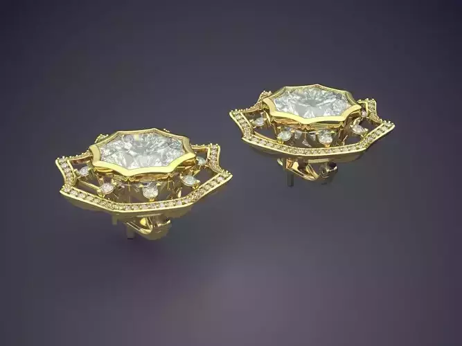 Pretty Diamond Textured and Detailed Earrings