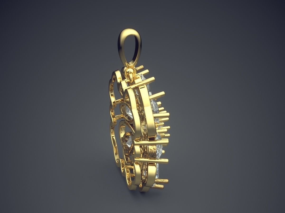 Pendant With Diamonds 1866 3D print model_3