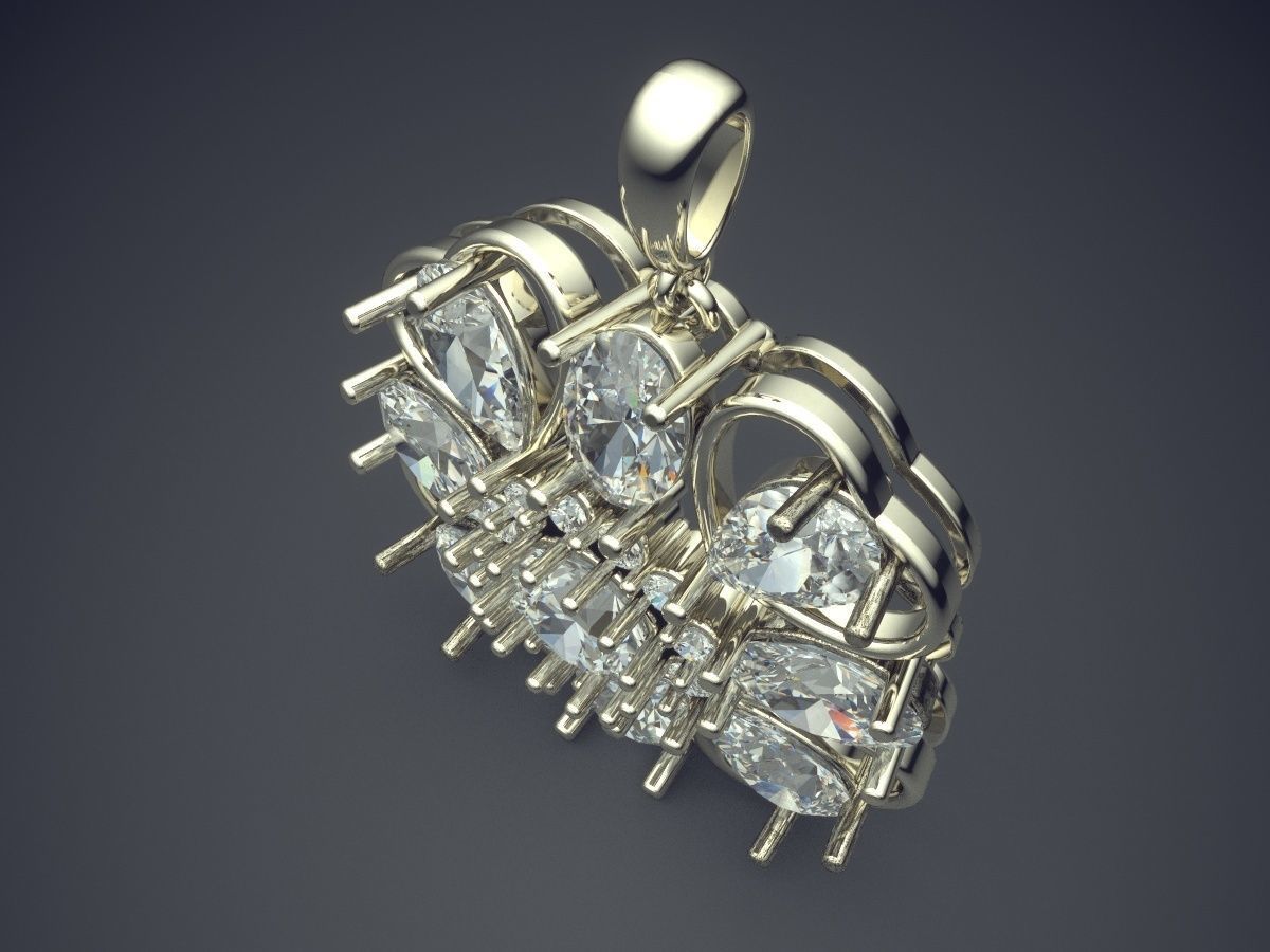 Pendant With Diamonds 1866 3D print model_1