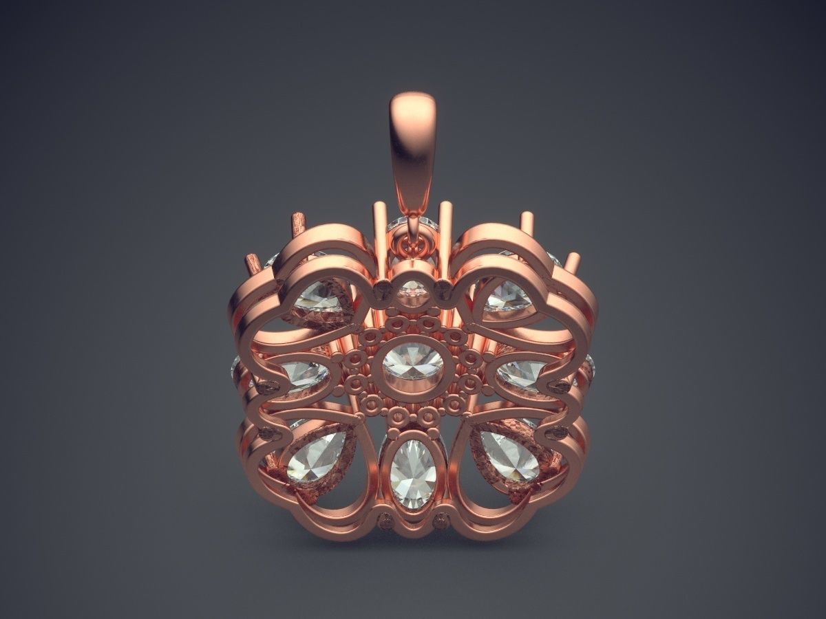 Pendant With Diamonds 1866 3D print model_2