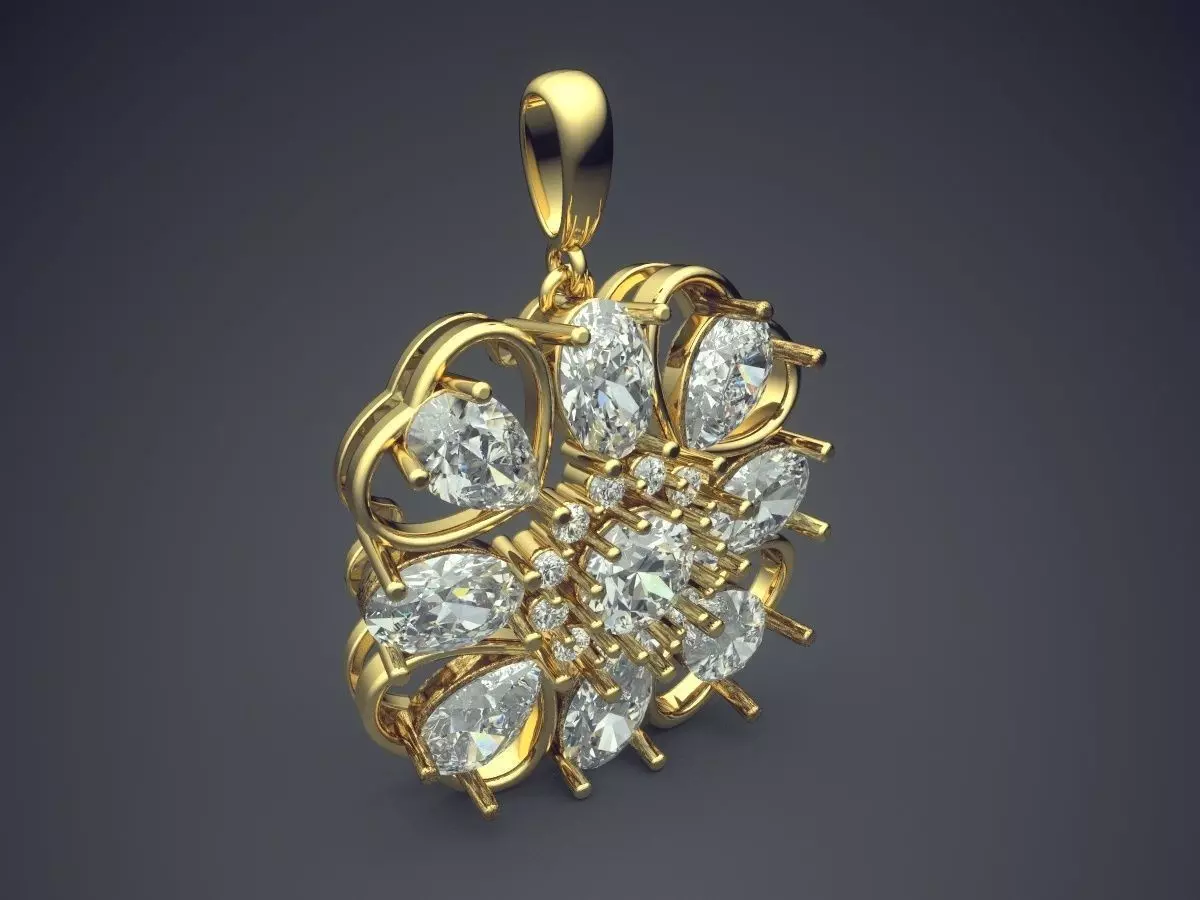 Pendant With Diamonds 1866 3D print model_0