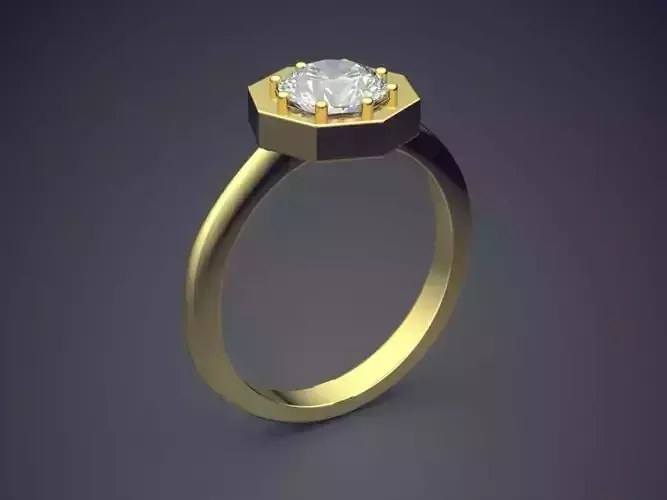 Thin Ring With Gem 1865 3D print model