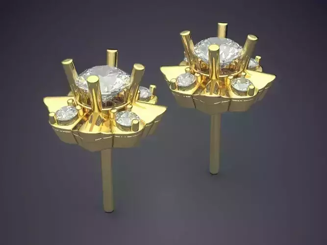 Pretty Diamond Textured and Detailed Earrings