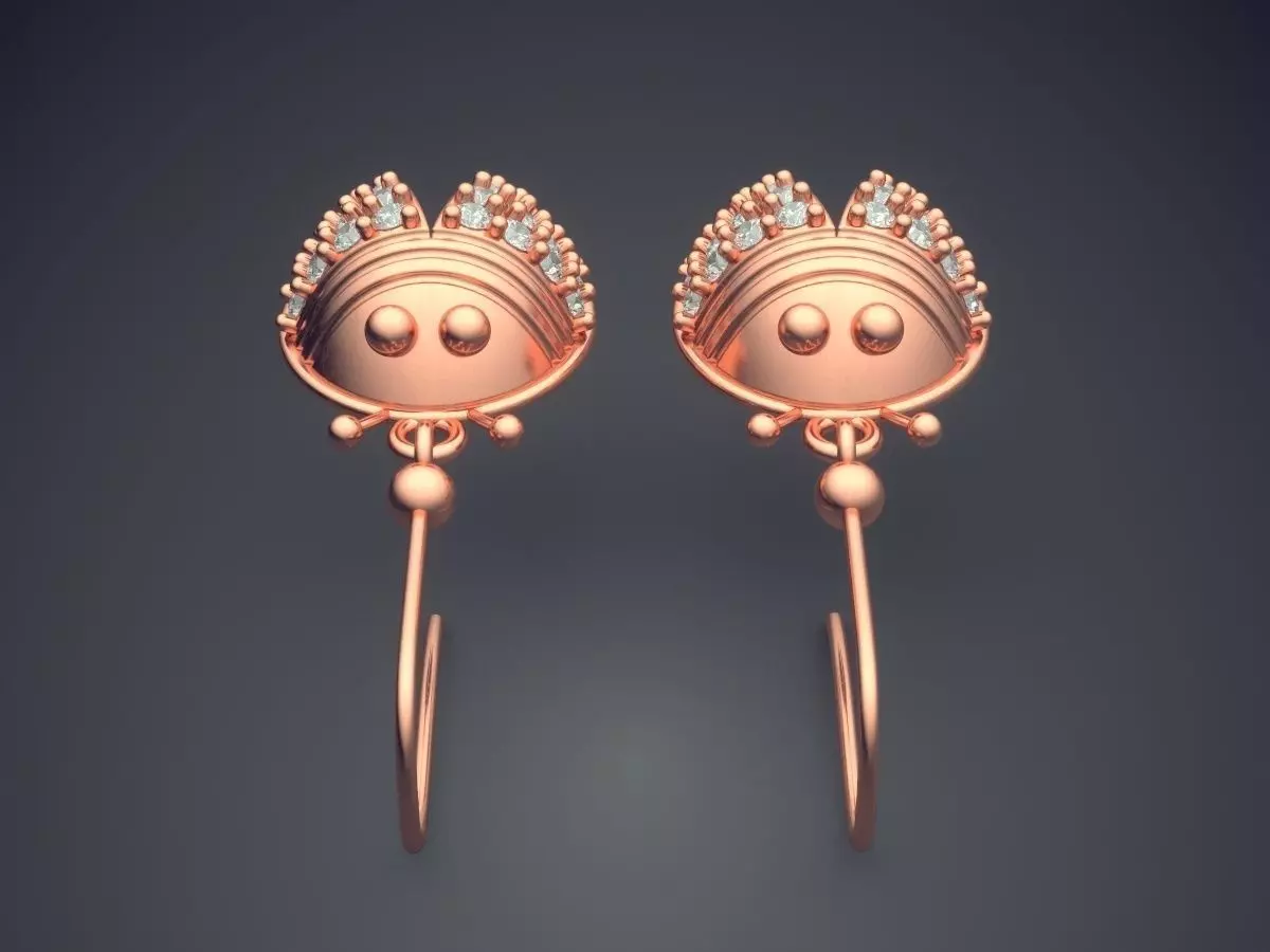 Lady-bug Shape Earrings With Diamonds 1855 3D print model_2