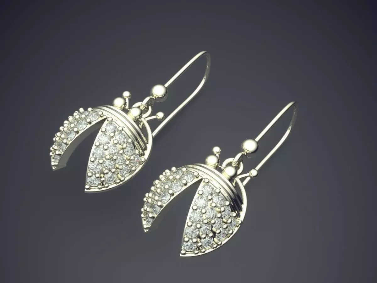 Lady-bug Shape Earrings With Diamonds 1855 3D print model_1
