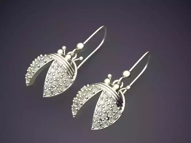 Lady-bug Shape Earrings With Diamonds 1855