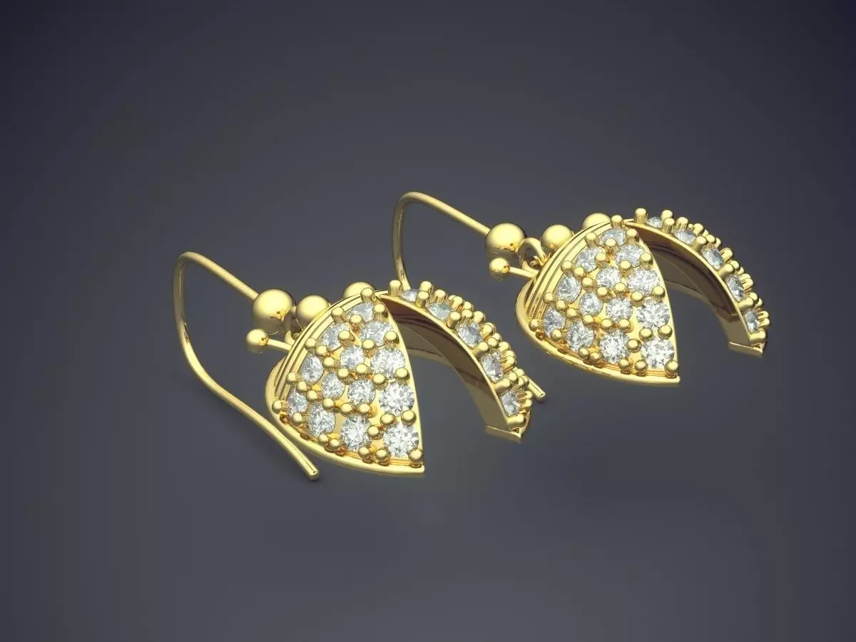 Lady-bug Shape Earrings With Diamonds 1855 3D print model_0