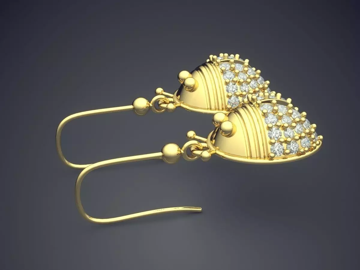 Lady-bug Shape Earrings With Diamonds 1855 3D print model_3
