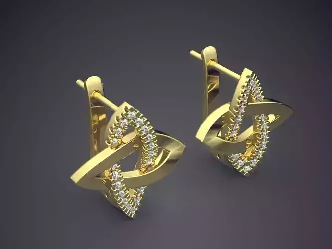 Star Shape Earrings With Diamonds 1848 3D print model