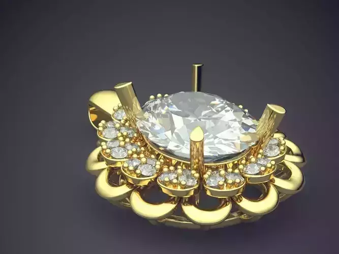 Vintage Feminine Luxurious Pendant with Diamonds