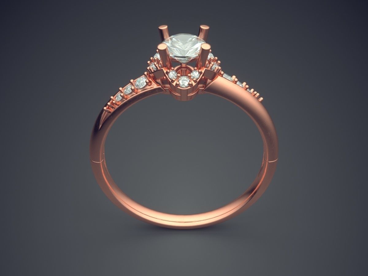 Dainty Every-day Ring with Small Diamonds 3D print model_2