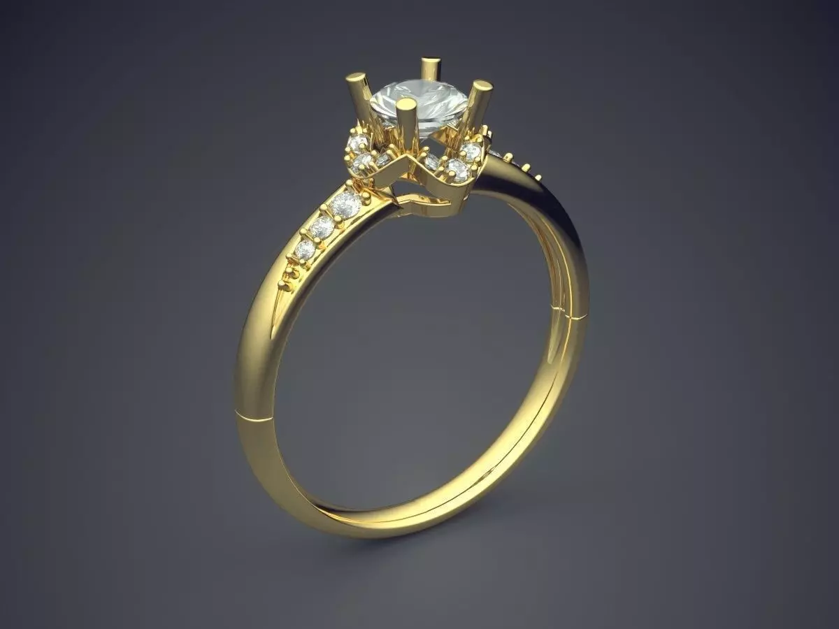 Dainty Every-day Ring with Small Diamonds 3D print model_0