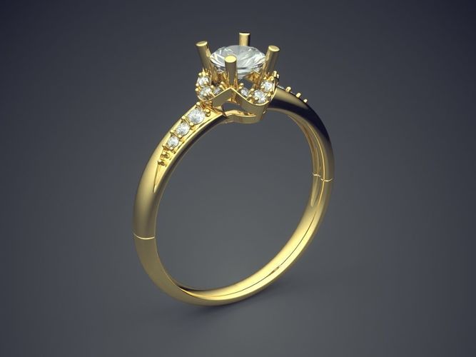 Dainty Every-day Ring with Small Diamonds 3D print model