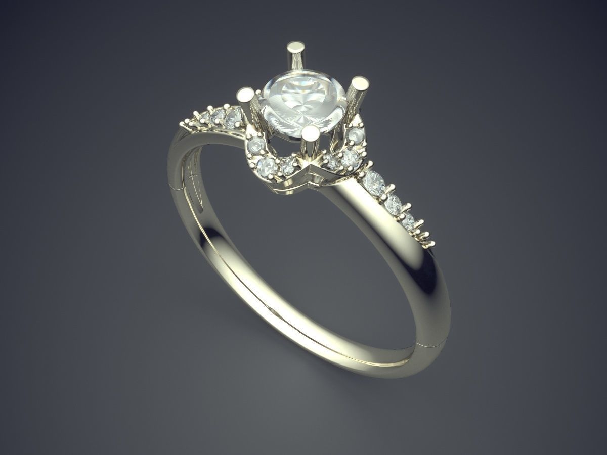 Dainty Every-day Ring with Small Diamonds 3D print model_1