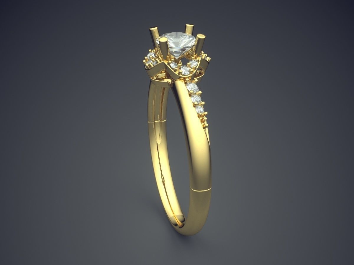 Dainty Every-day Ring with Small Diamonds 3D print model_3