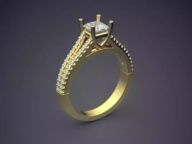 Fancy Extravagant Engagement Ring With Diamonds on the Rim